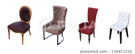 chair isolate on a transparent background, interior furniture, 3D illustration, cg render 138951558