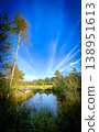 A Serene and Tranquil Natural Landscape Featuring a Clear Blue Sky and Beautiful Reflections 138951613