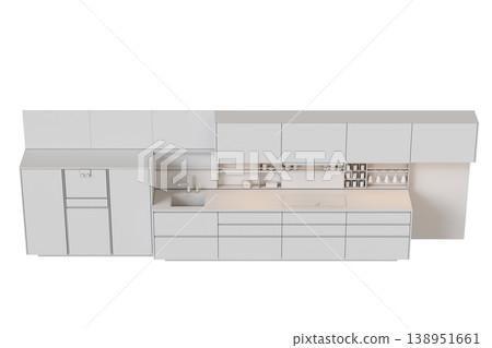 modern kitchen isolated on transparent background, home furniture, 3D illustration, cg render modern kitchen isolated on transparent background, home furniture, 3D illustration, cg render 138951661