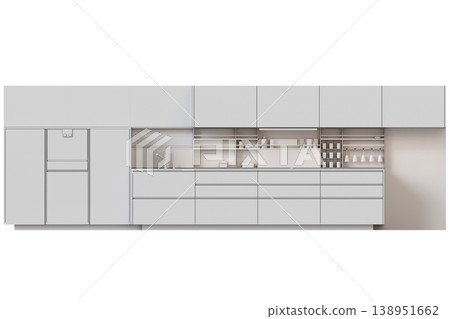 modern kitchen isolated on transparent background, home furniture, 3D illustration, cg render modern kitchen isolated on transparent background, home furniture, 3D illustration, cg render 138951662