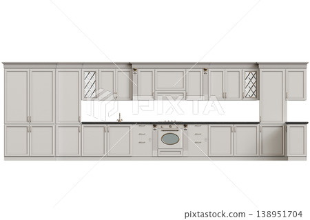 modern kitchen isolated on transparent background, home furniture, 3D illustration, cg render modern kitchen isolated on transparent background, home furniture, 3D illustration, cg render 138951704