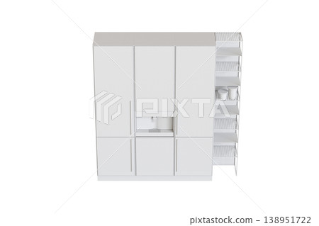 modern kitchen isolated on transparent background, home furniture, 3D illustration, cg render 138951722