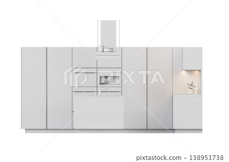 modern kitchen isolated on transparent background, home furniture, 3D illustration, cg render modern kitchen isolated on transparent background, home furniture, 3D illustration, cg render 138951738