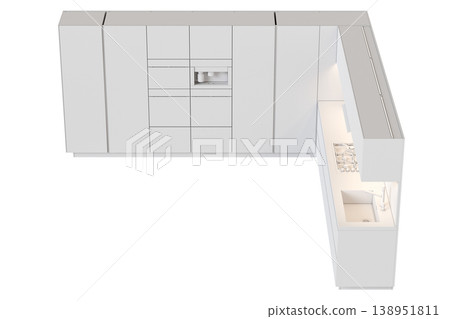 modern kitchen isolated on transparent background, home furniture, 3D illustration, cg render modern kitchen isolated on transparent background, home furniture, 3D illustration, cg render 138951811