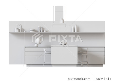 modern kitchen isolated on transparent background, home furniture, 3D illustration, cg render modern kitchen isolated on transparent background, home furniture, 3D illustration, cg render 138951815