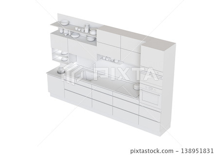 modern kitchen isolated on transparent background, home furniture, 3D illustration, cg render modern kitchen isolated on transparent background, home furniture, 3D illustration, cg render 138951831