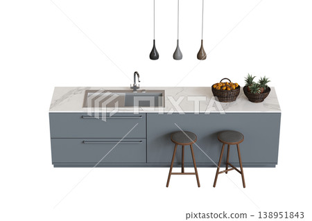modern kitchen isolated on transparent background, home furniture, 3D illustration, cg render modern kitchen isolated on transparent background, home furniture, 3D illustration, cg render 138951843