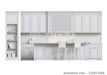 modern kitchen isolated on transparent background, home furniture, 3D illustration, cg render modern kitchen isolated on transparent background, home furniture, 3D illustration, cg render 138951888