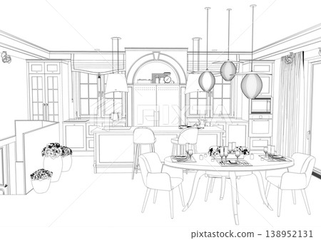shopping mall, contour visualization, 3D illustration, sketch, outline shopping mall, contour visualization, 3D illustration, sketch, outline 138952131
