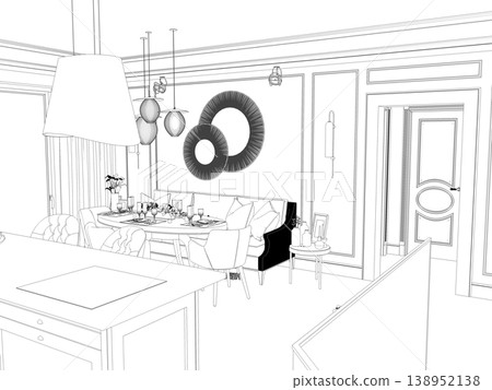shopping mall, contour visualization, 3D illustration, sketch, outline shopping mall, contour visualization, 3D illustration, sketch, outline 138952138