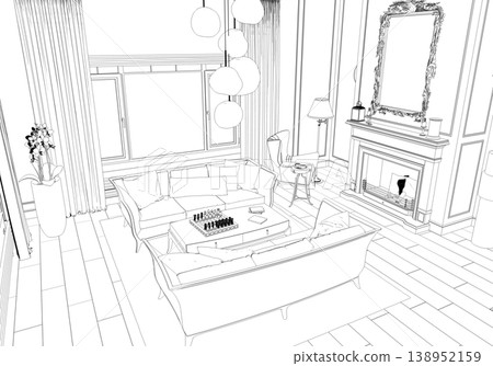 shopping mall, contour visualization, 3D illustration, sketch, outline shopping mall, contour visualization, 3D illustration, sketch, outline 138952159