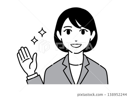 一位身穿西裝的年輕女職員面帶微笑地指路。 138952244