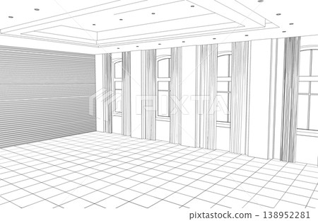 interior contour visualization, 3D illustration, sketch, outline interior contour visualization, 3D illustration, sketch, outline 138952281