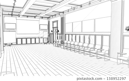 interior contour visualization, 3D illustration, sketch, outline 138952297