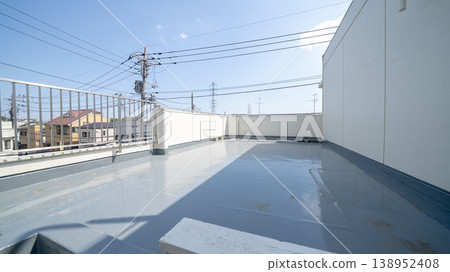 Waterproofing work done on the roof Waterproofing work done on the roof 138952408