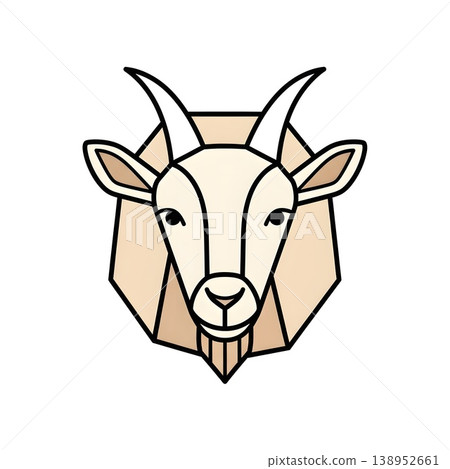 Geometric Goat Head Minimalist Animal Illustration Modern Stylized Design 138952661