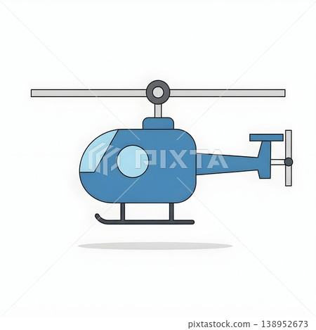 Simple Blue Helicopter Cartoon Illustration On White Background 138952673
