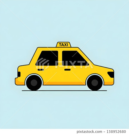 Bright Yellow Taxi Cab Vehicle Transportation Service City Ride 138952680