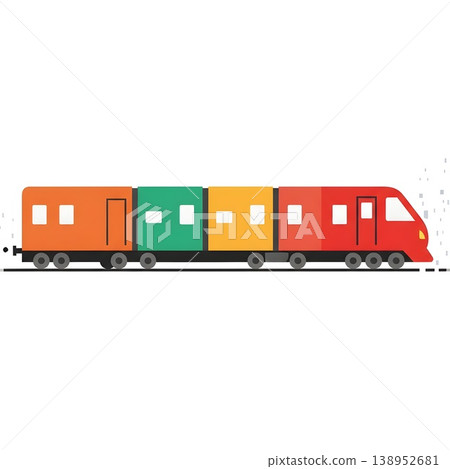Colorful Cartoon Train on Tracks Transportation Vehicle Illustration 138952681