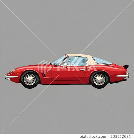Classic Red Vintage Sports Car Isolated Grey Background Classic Red Vintage Sports Car Isolated Grey Background 138952685