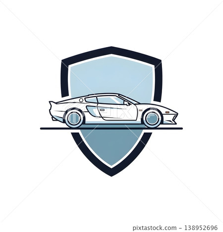 Sleek Sports Car Vehicle Automotive Shield Emblem Design 138952696