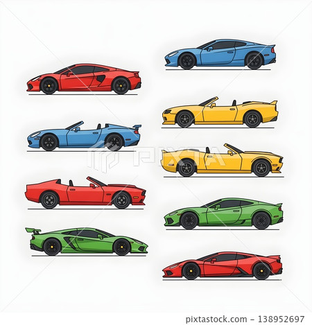 Dynamic Blue Sports Car Silhouette Icon Design Vector Graphic 138952697