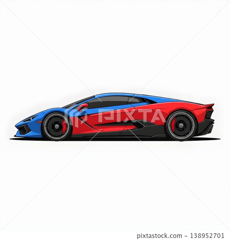 Vibrant Two Tone Sports Car Side View Illustration 138952701