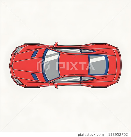 Sleek Red Sports Car Top View Design Illustration 138952702