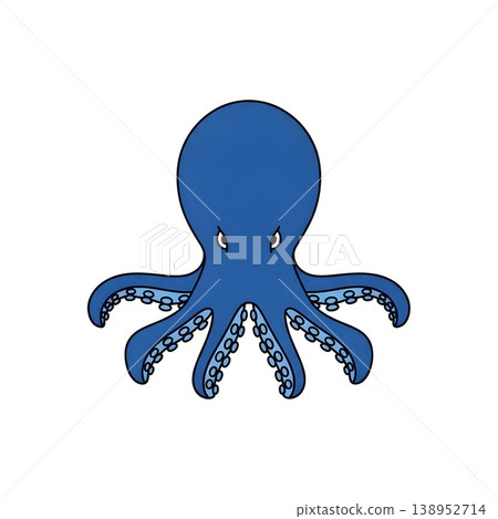 Fierce Blue Cartoon Octopus Marine Animal Character Isolated Fierce Blue Cartoon Octopus Marine Animal Character Isolated 138952714
