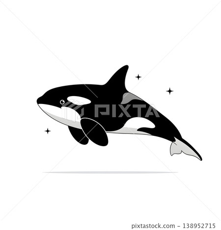 Friendly Orca Killer Whale Marine Animal Cartoon Illustration Friendly Orca Killer Whale Marine Animal Cartoon Illustration 138952715