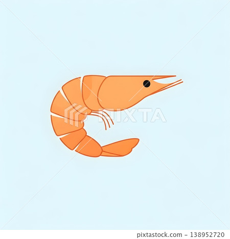 Simple Cartoon Shrimp Illustration Isolated Light Blue Background Simple Cartoon Shrimp Illustration Isolated Light Blue Background 138952720