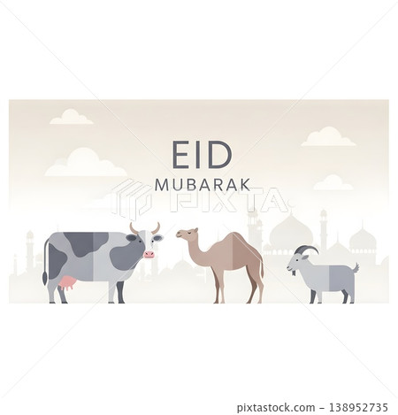 Eid Mubarak Celebration Animals Mosque Silhouettes Holiday Greeting Card Eid Mubarak Celebration Animals Mosque Silhouettes Holiday Greeting Card 138952735