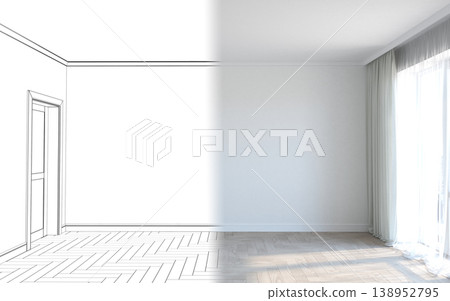 empty room, interior visualization, 3D illustration empty room, interior visualization, 3D illustration 138952795