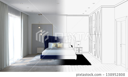 bedroom, interior visualization, 3D illustration bedroom, interior visualization, 3D illustration 138952808