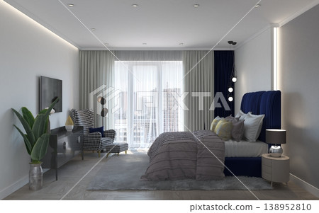 bedroom, interior visualization, 3D illustration bedroom, interior visualization, 3D illustration 138952810