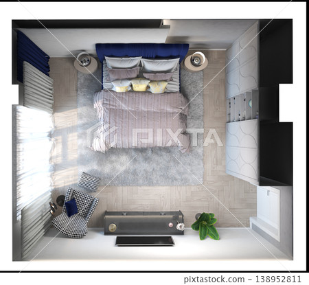 bedroom, interior visualization, 3D illustration bedroom, interior visualization, 3D illustration 138952811