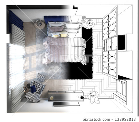 bedroom, interior visualization, 3D illustration bedroom, interior visualization, 3D illustration 138952818