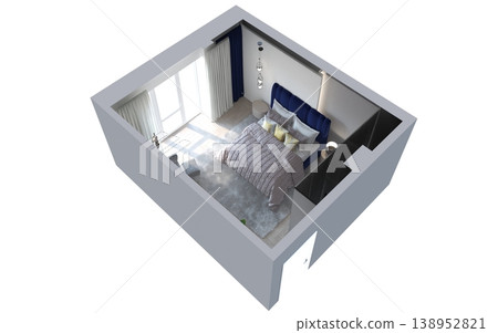bedroom, interior visualization, 3D illustration bedroom, interior visualization, 3D illustration 138952821