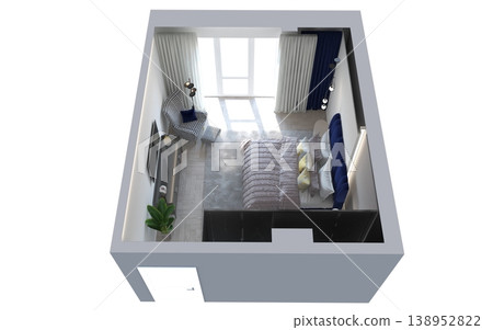 bedroom, interior visualization, 3D illustration bedroom, interior visualization, 3D illustration 138952822