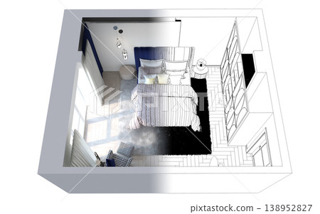 bedroom, interior visualization, 3D illustration 138952827