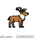 One ship has a cute palm-colored red deer with antlers, white beard, and warm eyes. Suitable for Nativity, winter nature or forest animal theme 138953025