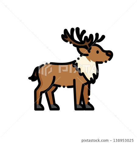 One ship has a cute palm-colored red deer with antlers, white beard, and warm eyes. Suitable for Nativity, winter nature or forest animal theme One ship has a cute palm-colored red deer with antlers, white beard, and warm eyes. Suitable for Nativity, winter nature or forest animal theme 138953025