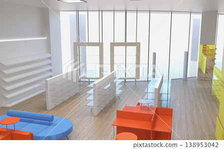 commercial premises, shop, interior visualization, 3D illustration 138953042