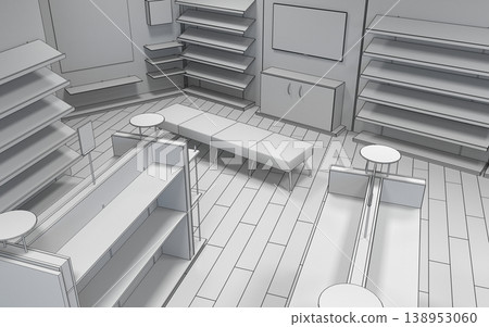 commercial premises, shop, interior visualization, 3D illustration commercial premises, shop, interior visualization, 3D illustration 138953060