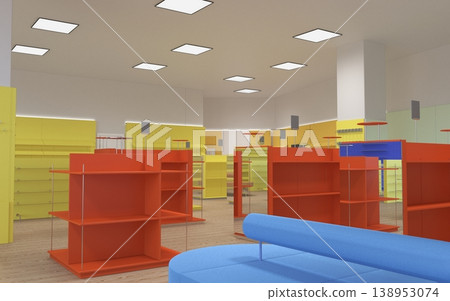 commercial premises, shop, interior visualization, 3D illustration 138953074