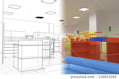 commercial premises, shop, interior visualization, 3D illustration commercial premises, shop, interior visualization, 3D illustration 138953084