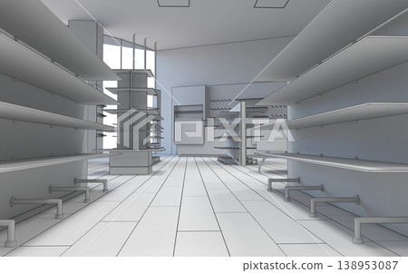commercial premises, shop, interior visualization, 3D illustration commercial premises, shop, interior visualization, 3D illustration 138953087