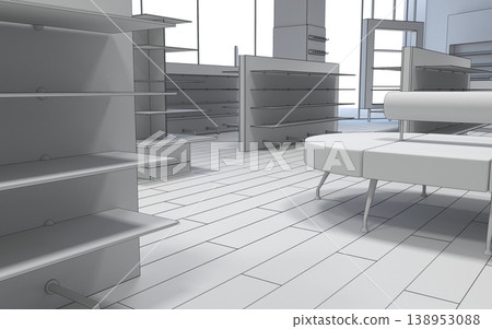 commercial premises, shop, interior visualization, 3D illustration commercial premises, shop, interior visualization, 3D illustration 138953088