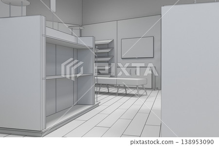 commercial premises, shop, interior visualization, 3D illustration 138953090