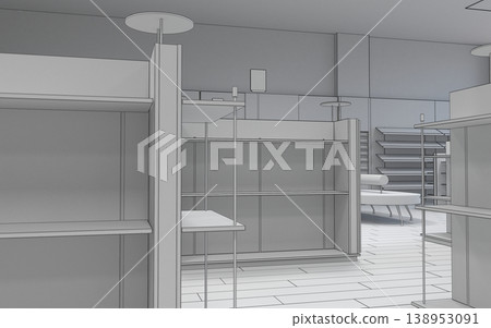 commercial premises, shop, interior visualization, 3D illustration commercial premises, shop, interior visualization, 3D illustration 138953091